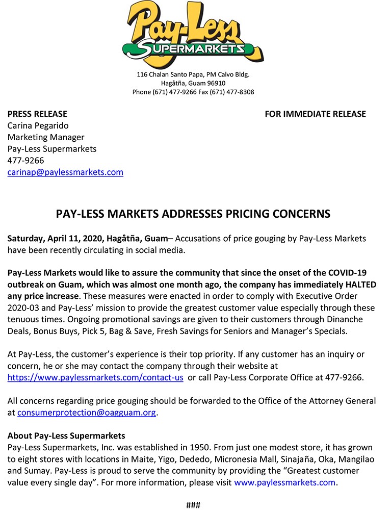 Pay-Less Markets Addresses Pricing Concerns